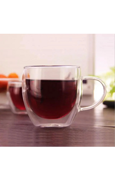 Kitchen Design Lab Çift Cidarlı Kulplu 250 ML Cam Kupa 3 Adet - 2037
