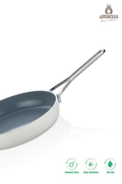 Amboss Sera Nova Yanmaz Yapışmaz Beyaz Seramik Tava 26 CM