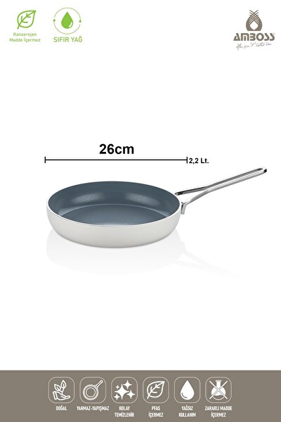 Amboss Sera Nova Yanmaz Yapışmaz Beyaz Seramik Tava 26 CM