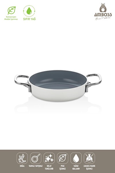 Amboss Sera Nova Yanmaz Yapışmaz Beyaz Seramik Sahan 22 CM