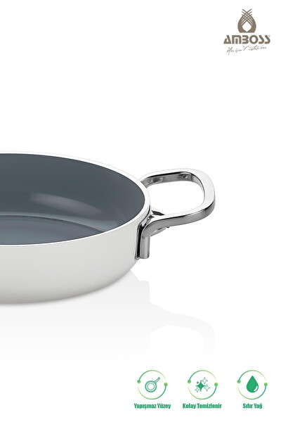 Amboss Sera Nova Yanmaz Yapışmaz Beyaz Seramik Sahan 22 CM