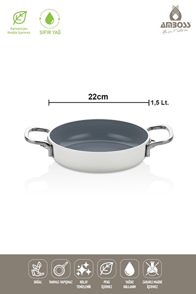 Amboss Sera Nova Yanmaz Yapışmaz Beyaz Seramik Sahan 22 CM