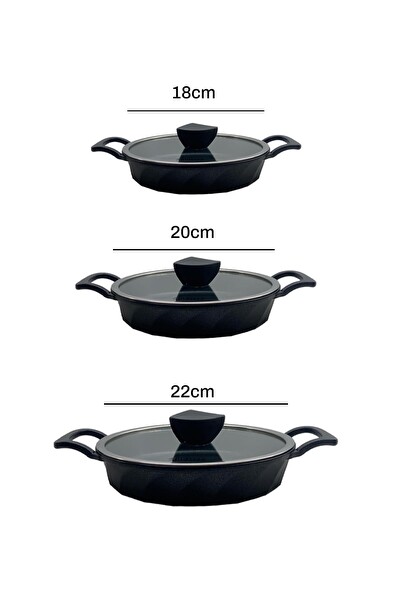 Vento 6 Parça Yanmaz Yapışmaz Titanyum Kaplama Sahan Seti 18-20-22 CM