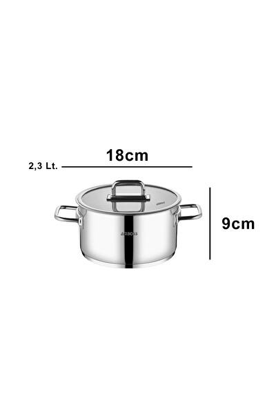 Amboss Nova Paslanmaz Çelik Cam Kapaklı Derin Tencere 18x9 CM