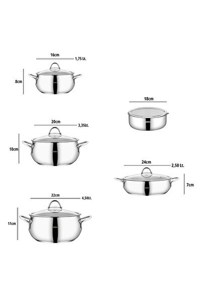 Amboss 10 Parça Cook SteelBox Paslanmaz Çelik Tencere ve Saklama Kabı