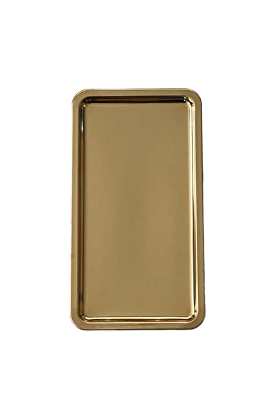 Kitchen Design Lab Paslanmaz Çelik Gold Dikdörtgen Geniş Metal Düz 1 Adet Sunum Tepsisi