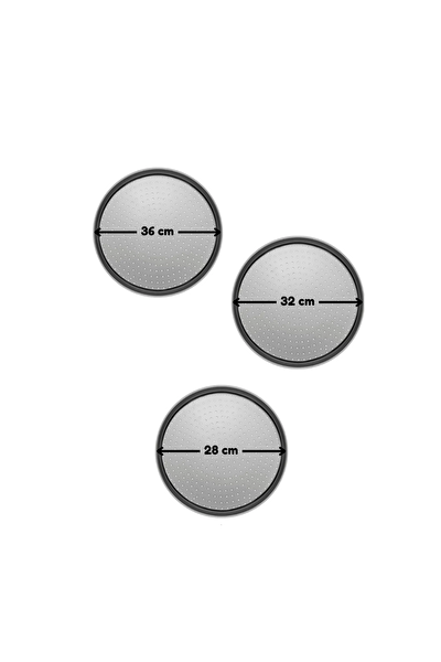 Kitchen Design Lab Büyük Orta Küçük Boy Delikli 36 - 32 - 28 CM 3 Adet Pizza Tepsisi
