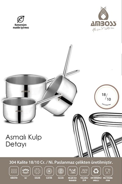 Amboss Neptün 6 Parça Paslanmaz Çelik Karıştırma Kabı Sütlük Seti