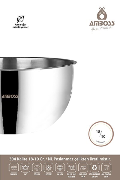 Amboss Neptün 6 Parça Paslanmaz Çelik Karıştırma Kabı Sütlük Seti