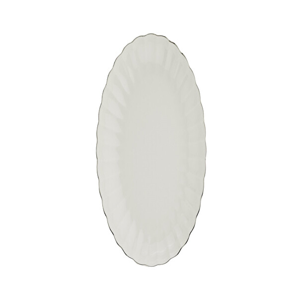 Kütahya Porselen Bone Luz Platin File Kayık Tabak 27x19 CM Tekli BNLZF28KY220