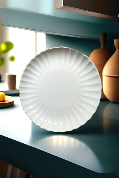 Kütahya Porselen Bone Luz Form Pasta Takımı 6 Parça 21 CM Beyaz BNLZF21DUS600