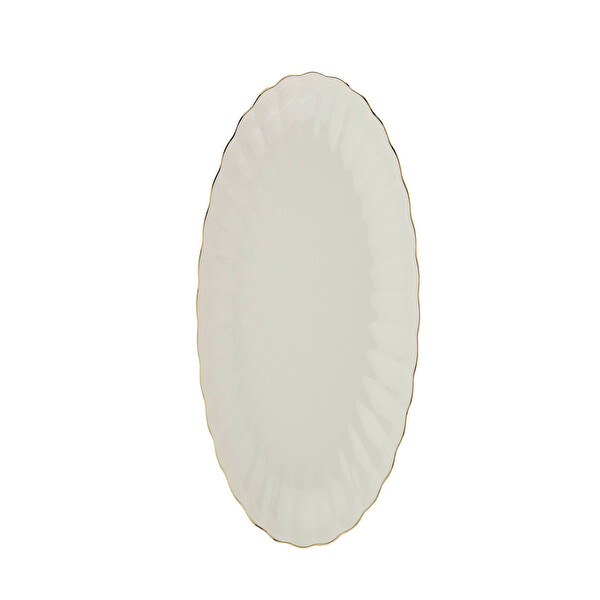 Kütahya Porselen Bone Luz Altın File Kayık Tabak 27x19 CM Tekli BNLZF28KY20
