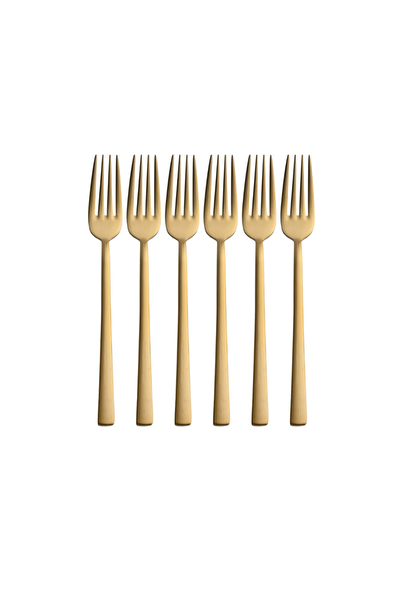 Kitchen Design Lab Mat Gold Yemek Çatalı 6 Adet Paslanmaz Çelik Yemek Çatal Seti