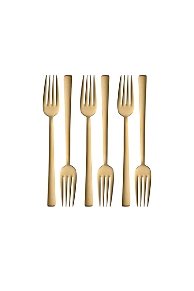 Kitchen Design Lab Mat Gold Yemek Çatalı 6 Adet Paslanmaz Çelik Yemek Çatal Seti