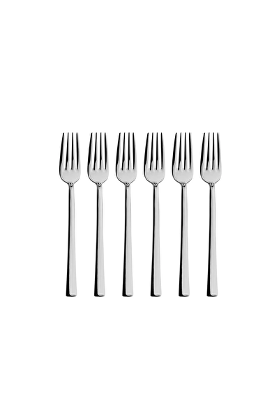 Kitchen Design Lab Lüks 6 Parça Gümüş Renk Yemek Çatalı Takımı