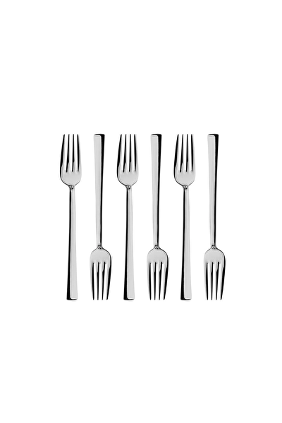 Kitchen Design Lab Lüks 6 Parça Gümüş Renk Yemek Çatalı Takımı