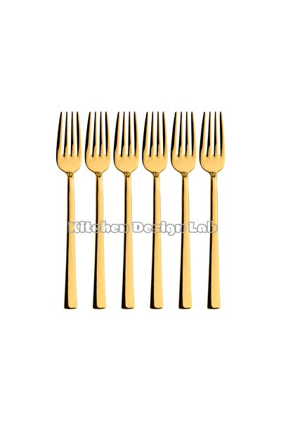Kitchen Design Lab Parlak Gold Yemek Çatal Seti 6 Adet