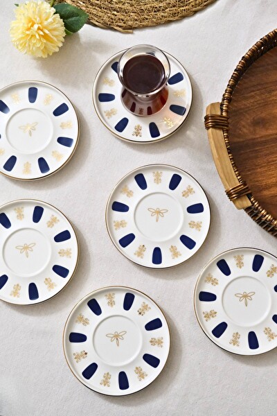 Tabak Evi Porselen Acem Zade Lacivert Çay Tabağı 12.5 CM - 6'lı