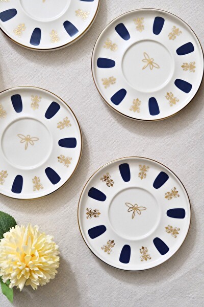 Tabak Evi Porselen Acem Zade Lacivert Çay Tabağı 12.5 CM - 4'lü