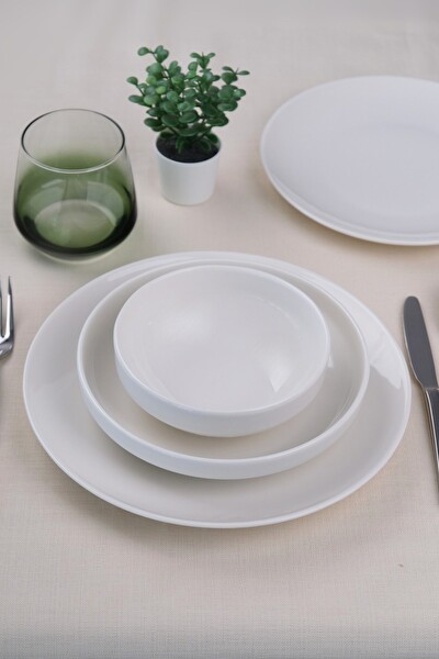 Tabak Evi Porselen Sofia Beyaz Yemek Takımı 4 Parça Tek Kişilik