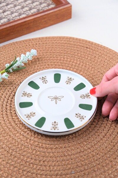 Tabak Evi Porselen Acem Zade Yeşil Çay Tabağı 12.5 CM Tekli