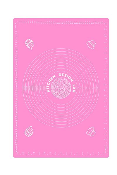 Kitchen Design Lab Pembe 45x65 cm Isıya Dayanıklı Silikon Hamur Pişirme Altlığı Silpat Ölçülü Hamur Açma Matı