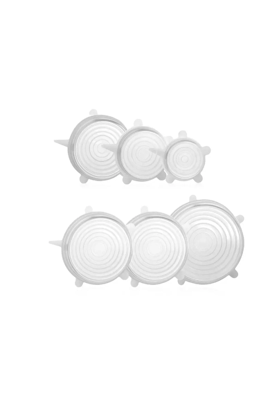 Kitchen Design Lab Silikon 2 Boy Kare Ve Yuvarlak 2'li Silikon Streç Kapak Ve 6'lı Tencere Bonesi