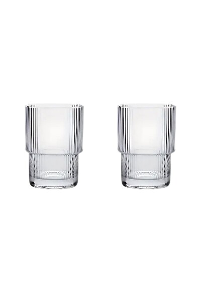 Mithra Life 2 Adet 300 ML Origami Stil Isıya Dayanıklı Cam Bardak Su Meşrubat Kahve MIT1199