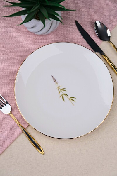 Tabak Evi Porselen Natura Salkım Altın Yaldız Pasta Tabağı 20.5 CM Tekli