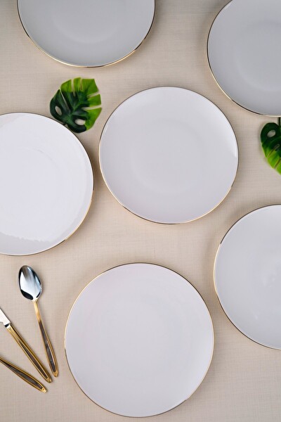 Tabak Evi Porselen Altın Yaldız Pasta Tabağı 20.50 CM 6'lı
