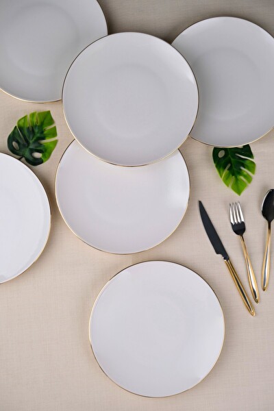 Tabak Evi Porselen Altın Yaldız Pasta Tabağı 20.50 CM 6'lı