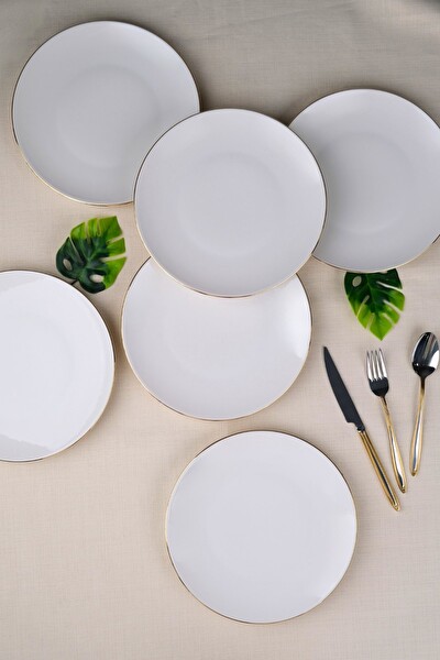 Tabak Evi Porselen Altın Yaldız Pasta Tabağı 20.50 CM 6'lı