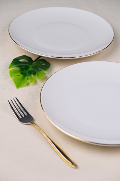 Tabak Evi Porselen Altın Yaldız Pasta Tabağı 20.50 CM 2'li