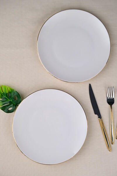 Tabak Evi Porselen Altın Yaldız Pasta Tabağı 20.50 CM 2'li