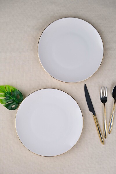 Tabak Evi Porselen Altın Yaldız Pasta Tabağı 20.50 CM 2'li