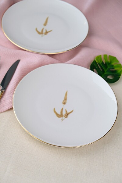 Tabak Evi Porselen Natura Marinum Altın Yaldız Pasta Tabağı 20.5 CM 2'li