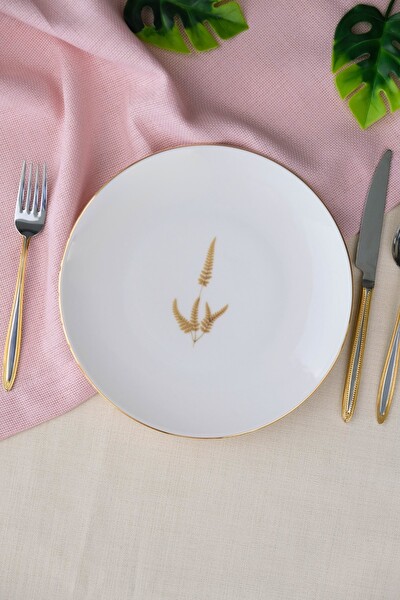 Tabak Evi Porselen Natura Marinum Altın Yaldız Pasta Tabağı 20.5 CM Tekli