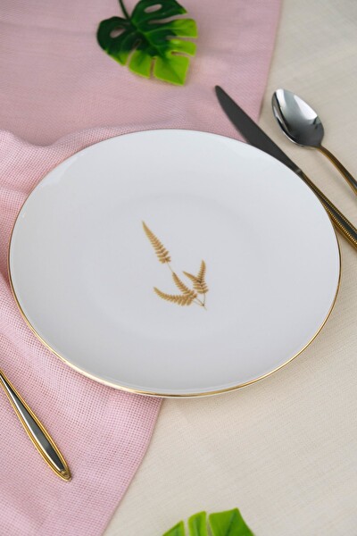 Tabak Evi Porselen Natura Marinum Altın Yaldız Pasta Tabağı 20.5 CM Tekli