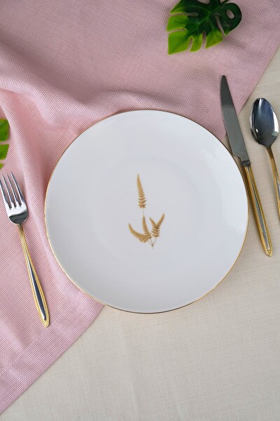 Tabak Evi Porselen Natura Marinum Altın Yaldız Pasta Tabağı 20.5 CM Tekli