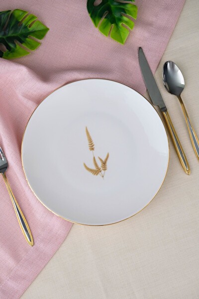 Tabak Evi Porselen Natura Marinum Altın Yaldız Pasta Tabağı 20.5 CM Tekli
