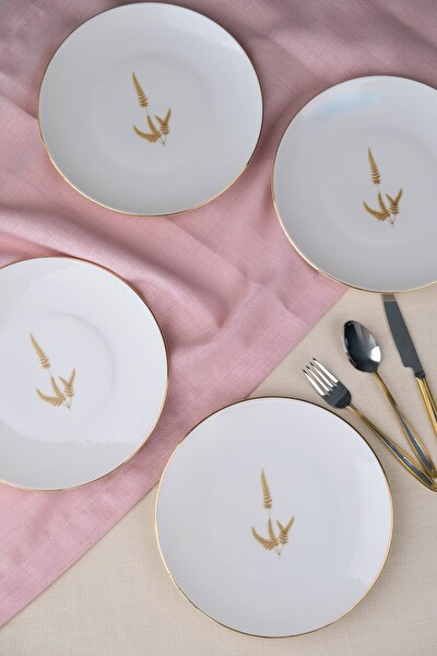 Tabak Evi Porselen Natura Marinum Altın Yaldız Pasta Tabağı 20.5 CM 4'lü