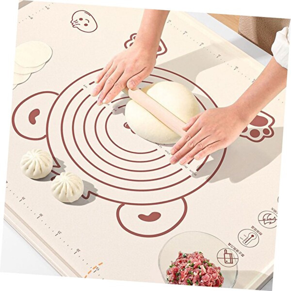 Kitchen Design Lab Profesyonel Krem Rengi Silikon Hamur Açma Matı 50x70 CM