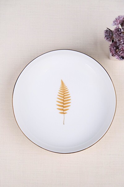 Tabak Evi Porselen Natura Fern Altın Yaldız Çukur Tabak 18.50 CM 2'li