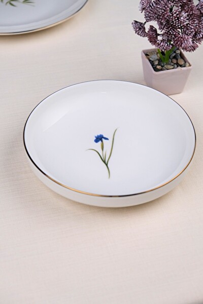 Tabak Evi Porselen Natura İris Altın Yaldız Çukur Tabak 18.5 CM - 2'li