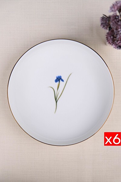Tabak Evi Porselen Natura İris Altın Yaldız Çukur Tabak 18.5 CM - 6'lı