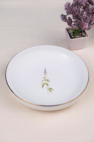 Tabak Evi Porselen Natura Salkım Altın Yaldız Çukur Tabak 18.5 CM - 4'lü