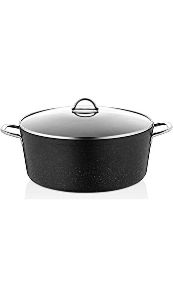 OMS Granit 34X13.5 CM 11 Litre Büyük Derin Tencere Siyah - 3109