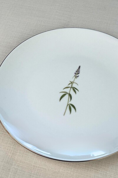Tabak Evi Porselen Natura Salkım 24.50 CM Tekli Altın Yaldız Servis Tabağı