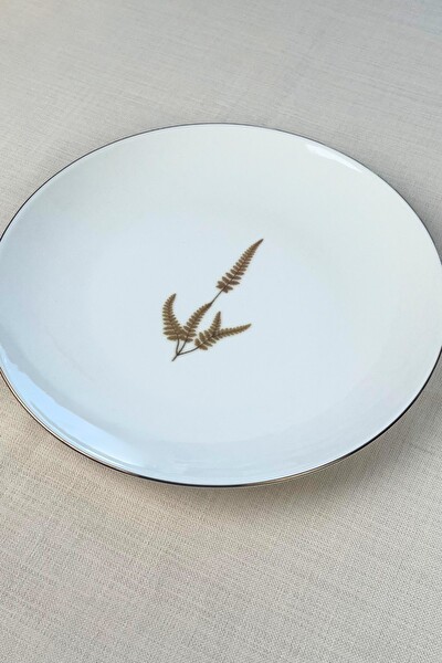 Tabak Evi Porselen Natura Marinum Altın Yaldız Servis Tabağı 24.5 CM 6'lı