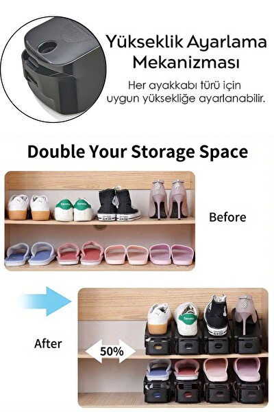 Mithra Life 16 Adet Ayarlanabilir Ayakkabı Rampası Düzenleyici Dolap İçi Organizer MIT1228